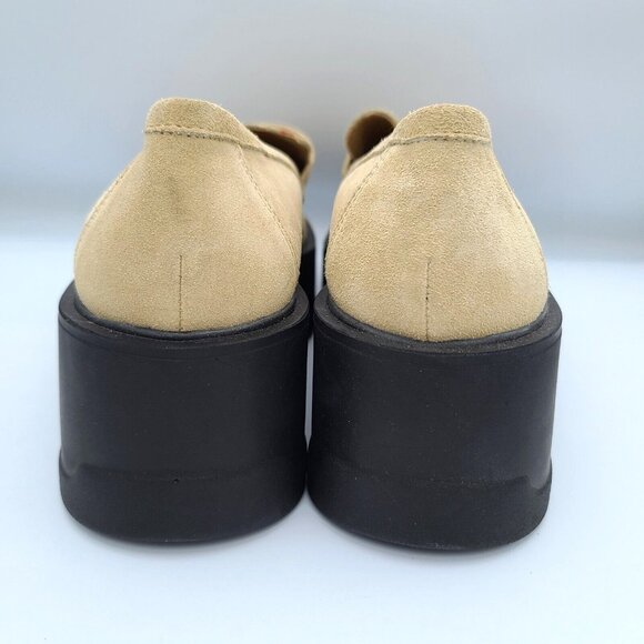 Free People Nico Platform Loafers Cappuccino Suede US 10/EU 41 Chunky Wedge NWOB - Picture 6 of 13